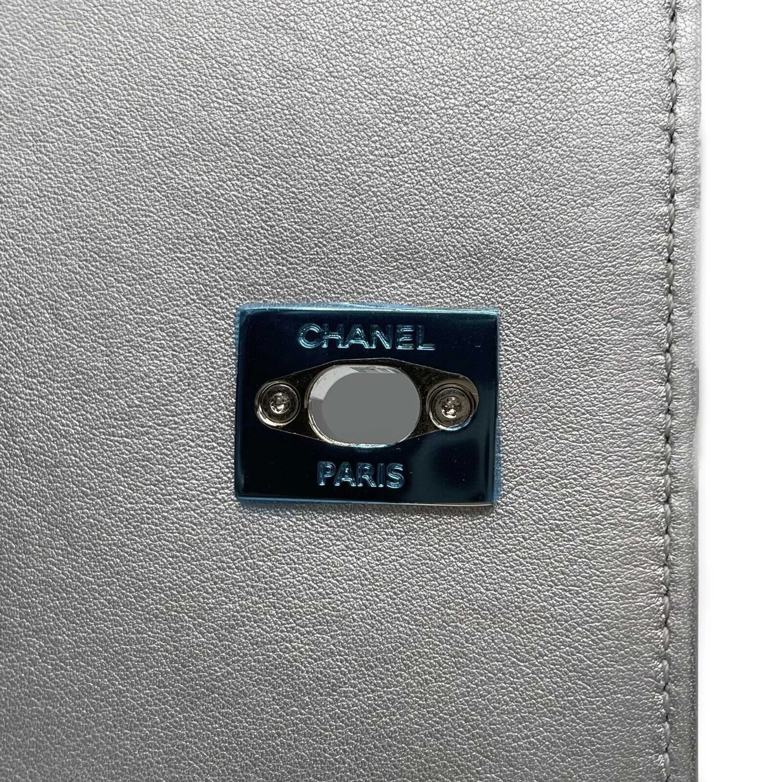 CHANEL Mini CC Propellor Square Flap Silver Leather Flap Bag Crossbody / Clutch