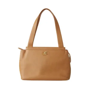 Chanel Tan Logo Shoulder Bag