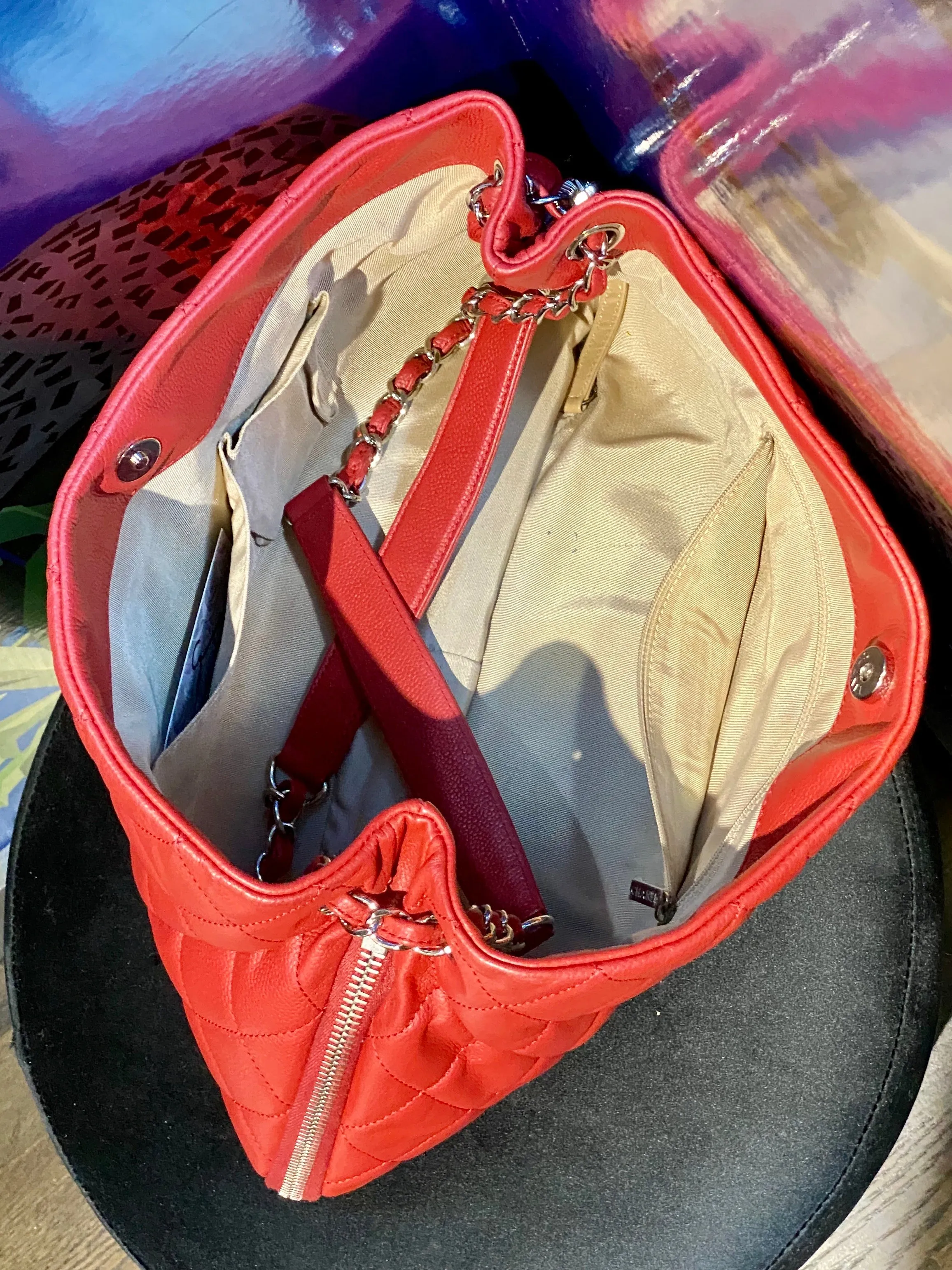 Chanel Timeless CC Shoulder Hobo Bag Red