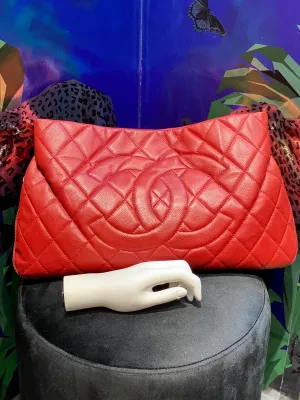 Chanel Timeless CC Shoulder Hobo Bag Red