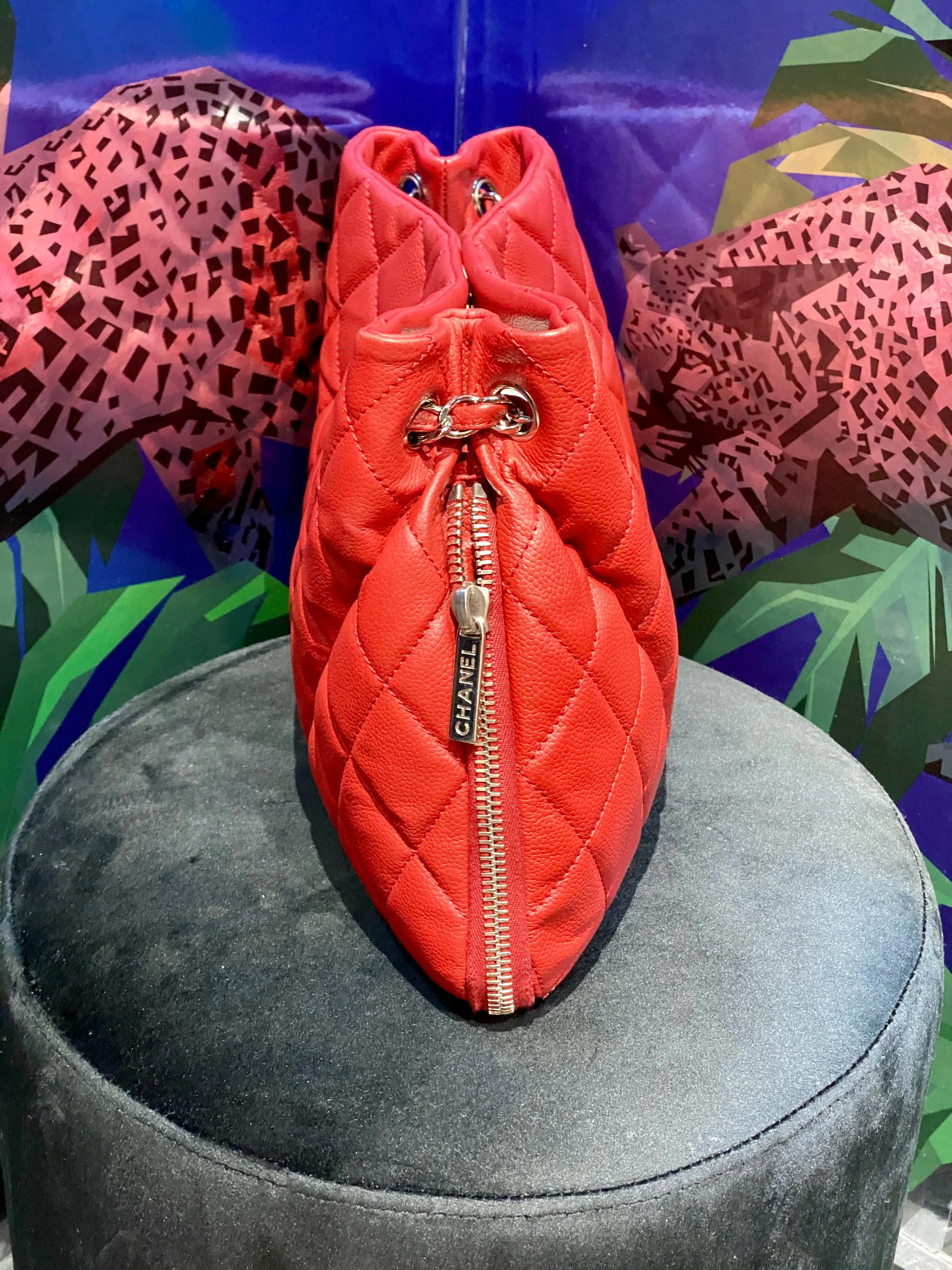 Chanel Timeless CC Shoulder Hobo Bag Red