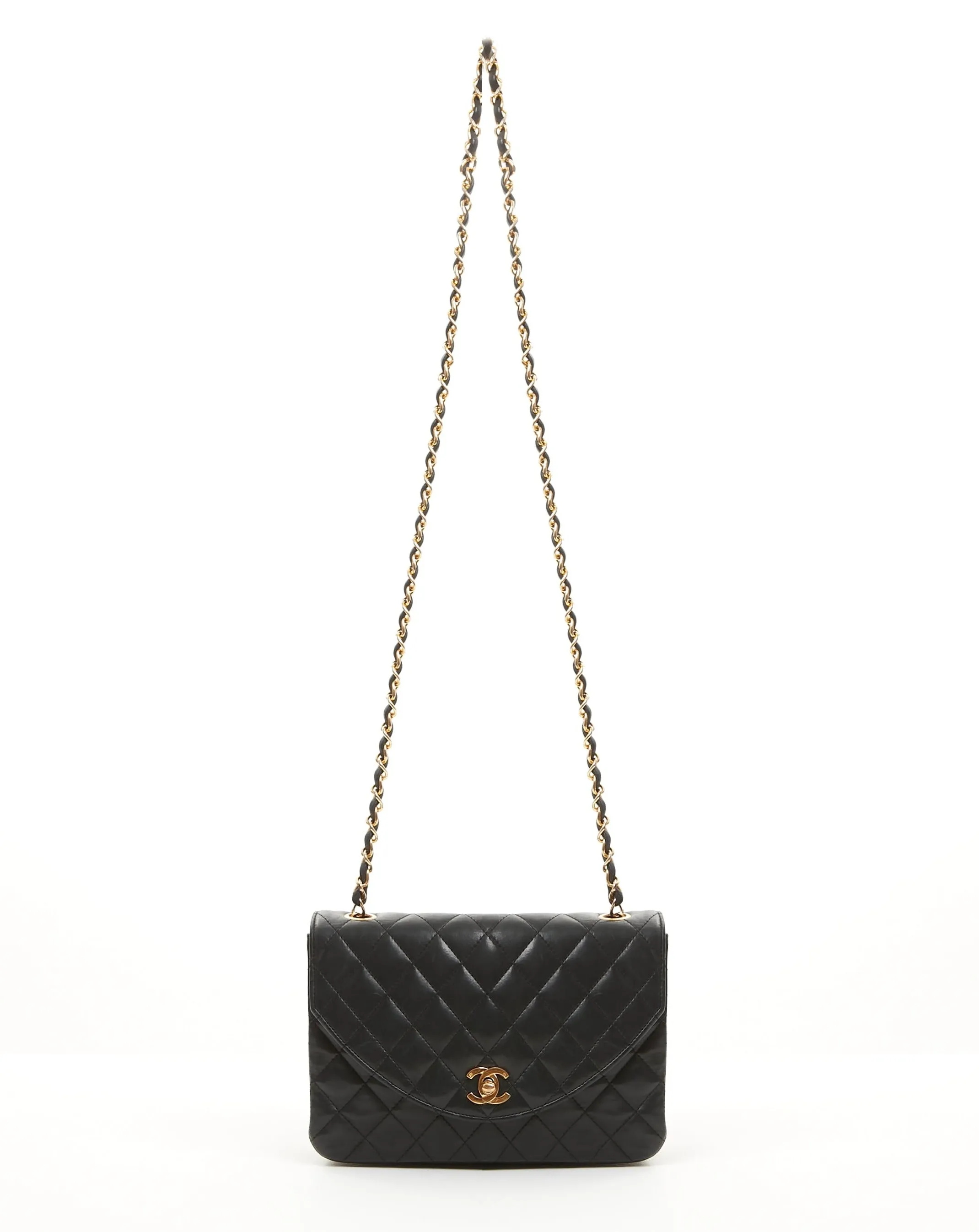 Chanel Vintage Black Matelasse Lambskin Leather Flap Bag
