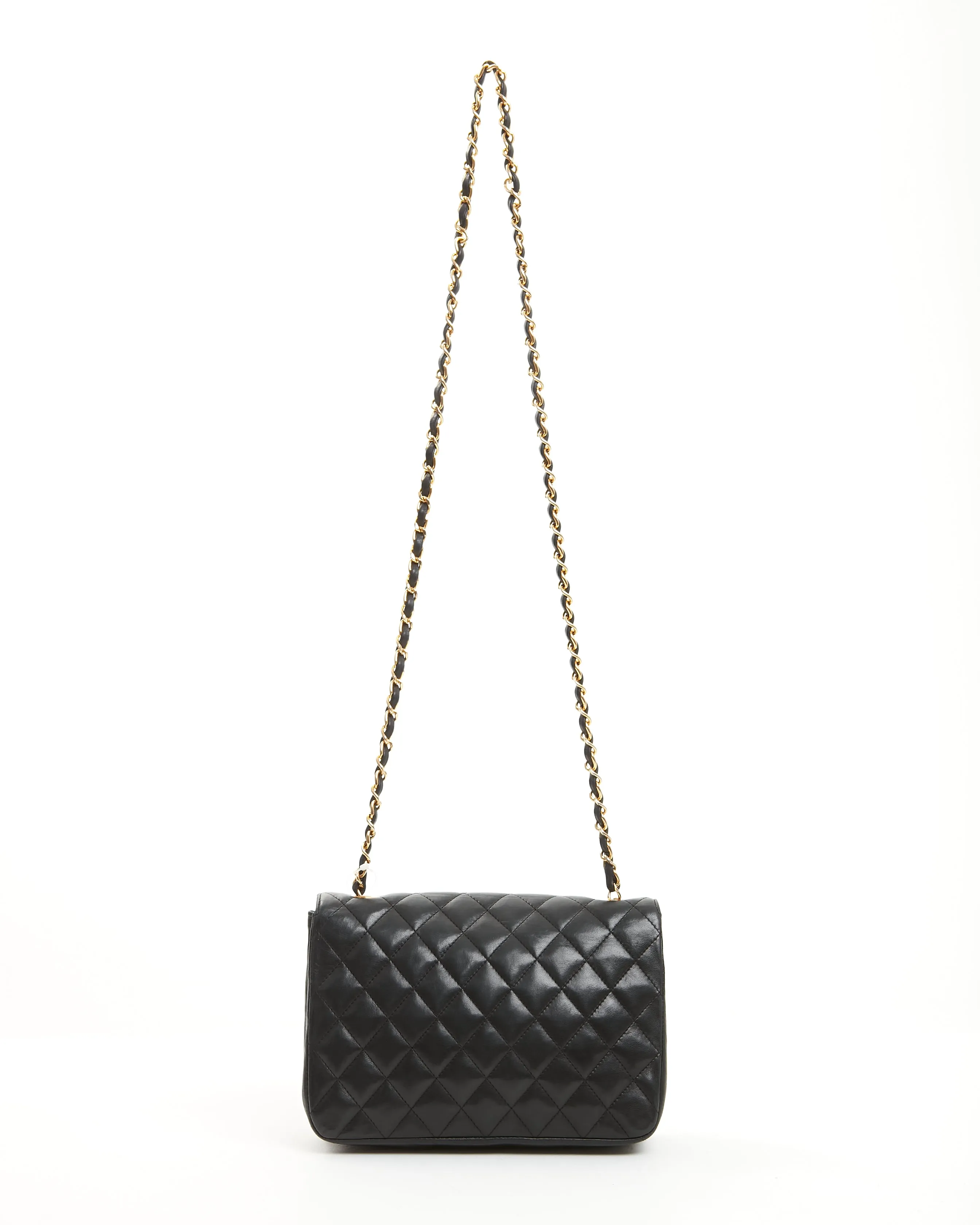 Chanel Vintage Black Matelasse Lambskin Leather Flap Bag