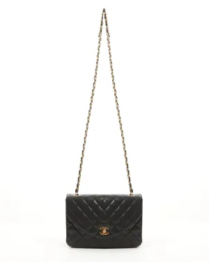 Chanel Vintage Black Matelasse Lambskin Leather Flap Bag