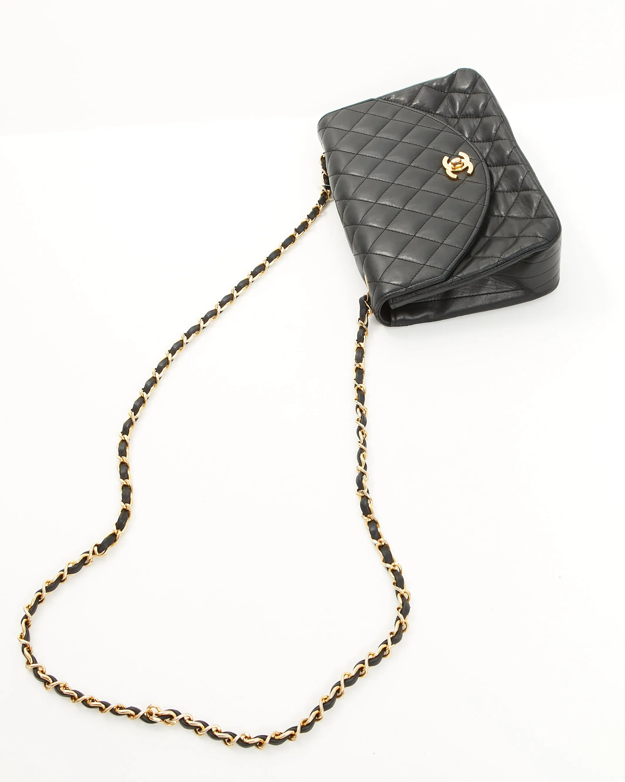 Chanel Vintage Black Matelasse Lambskin Leather Flap Bag