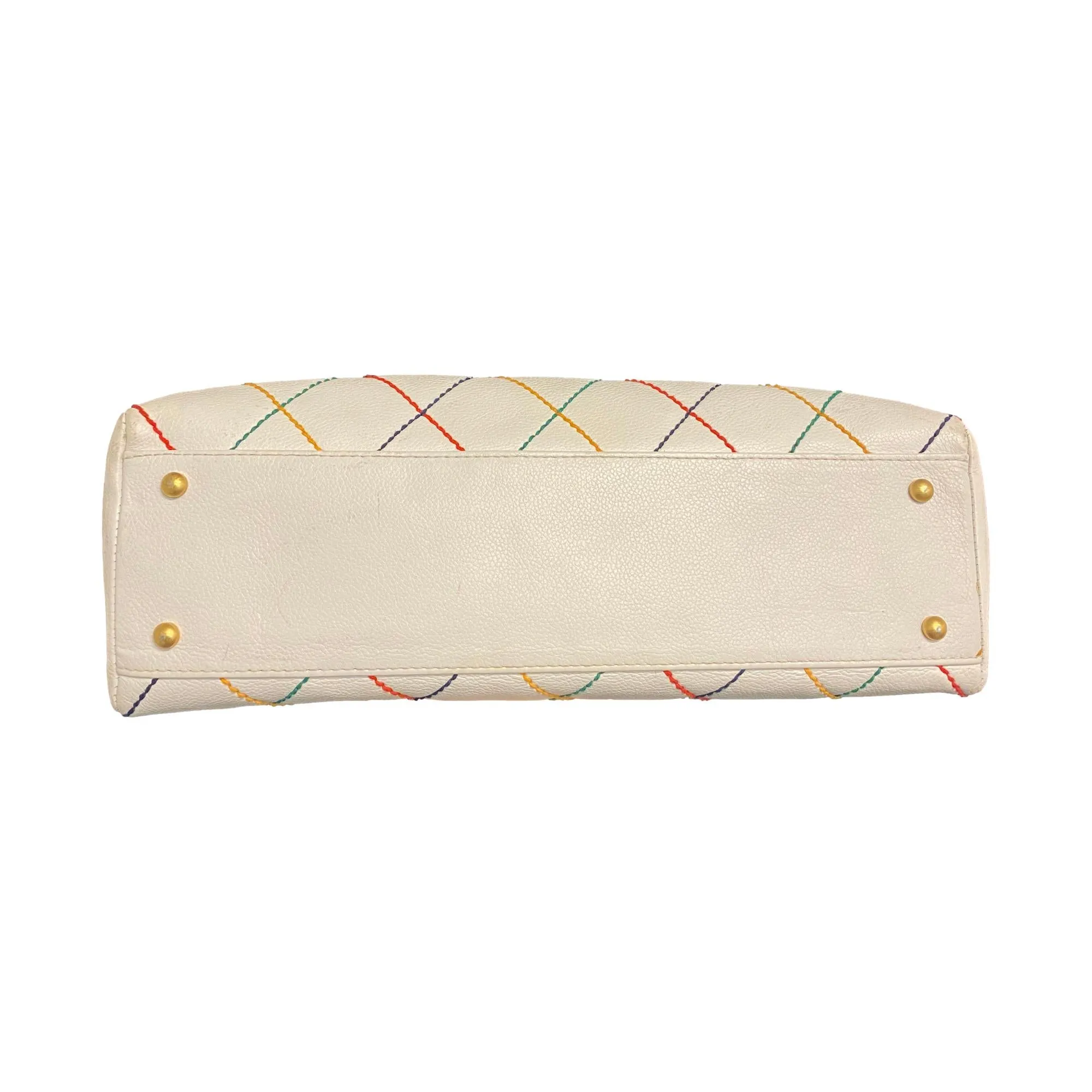 Chanel White Caviar Multi Stitch Shoulder Bag