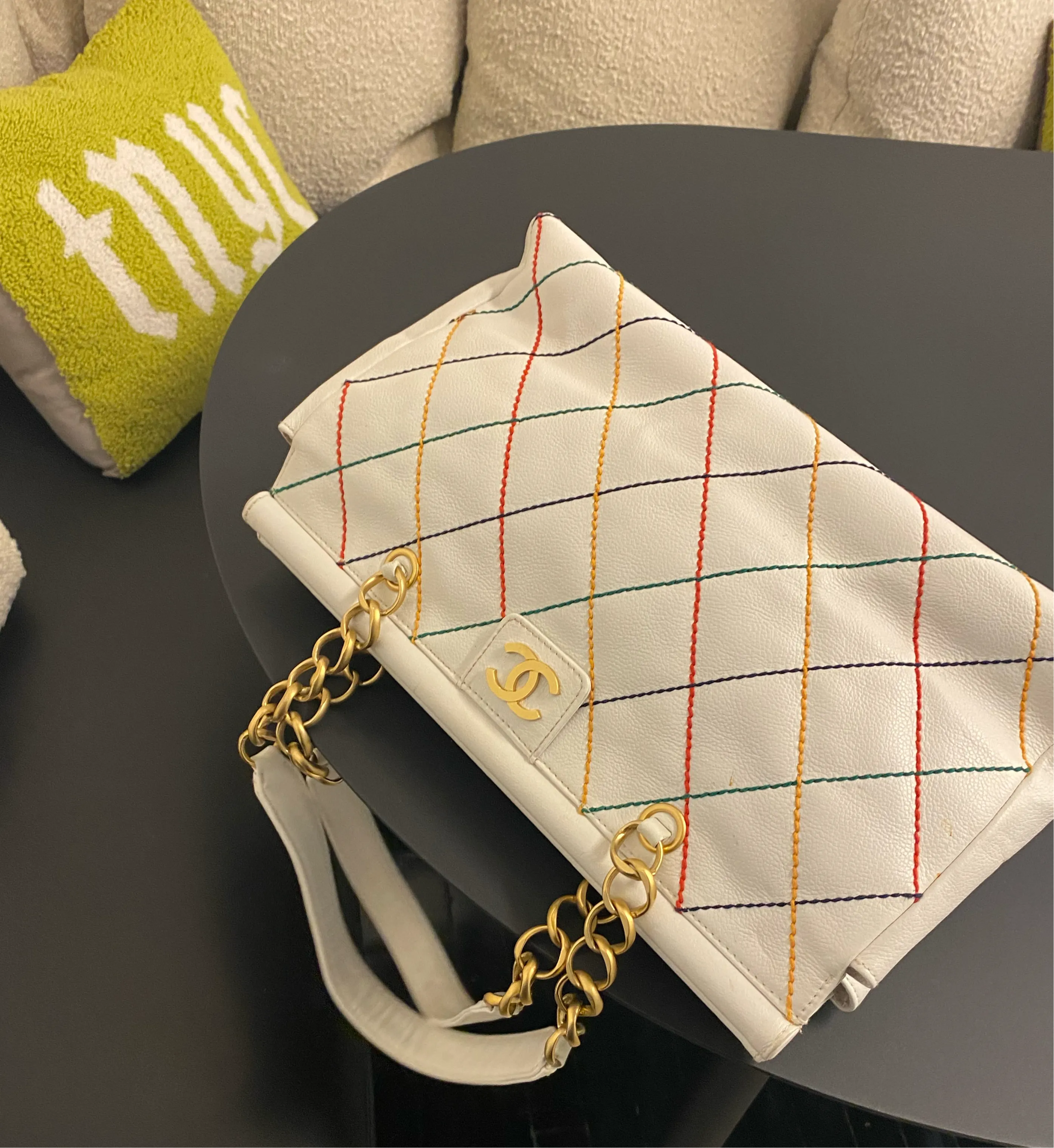 Chanel White Caviar Multi Stitch Shoulder Bag