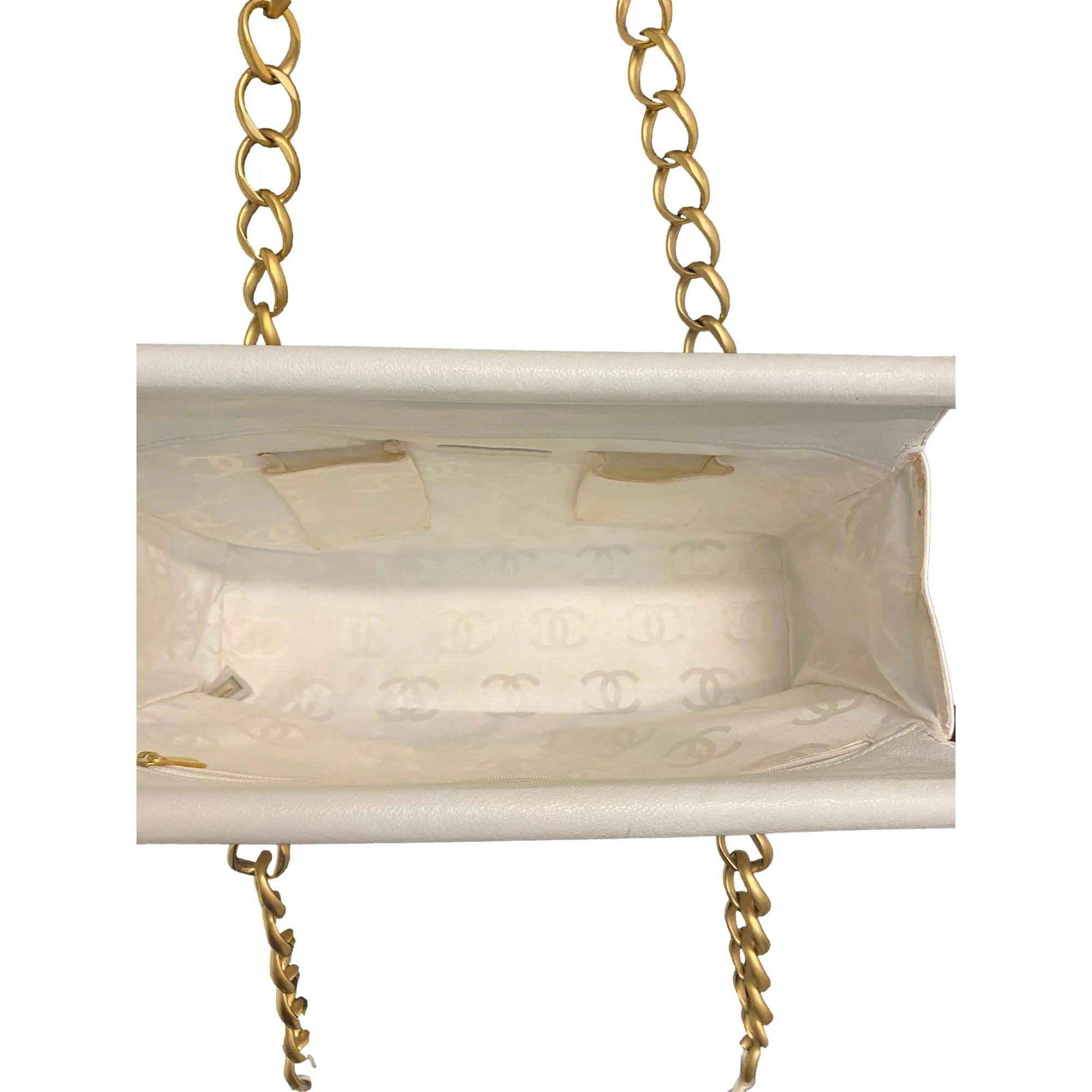 Chanel White Caviar Multi Stitch Shoulder Bag