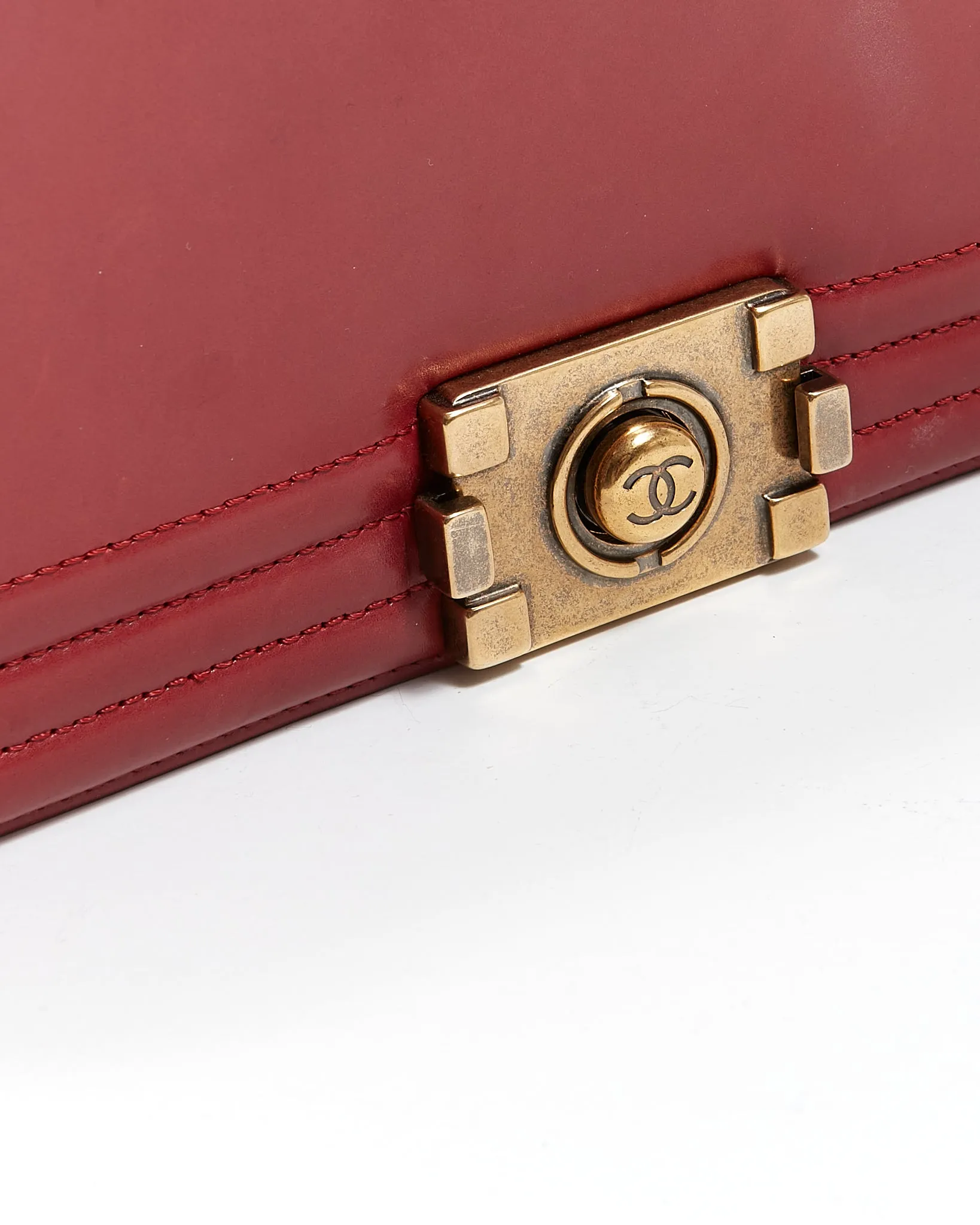 Chanel Wine Red Lambskin Boy Clutch