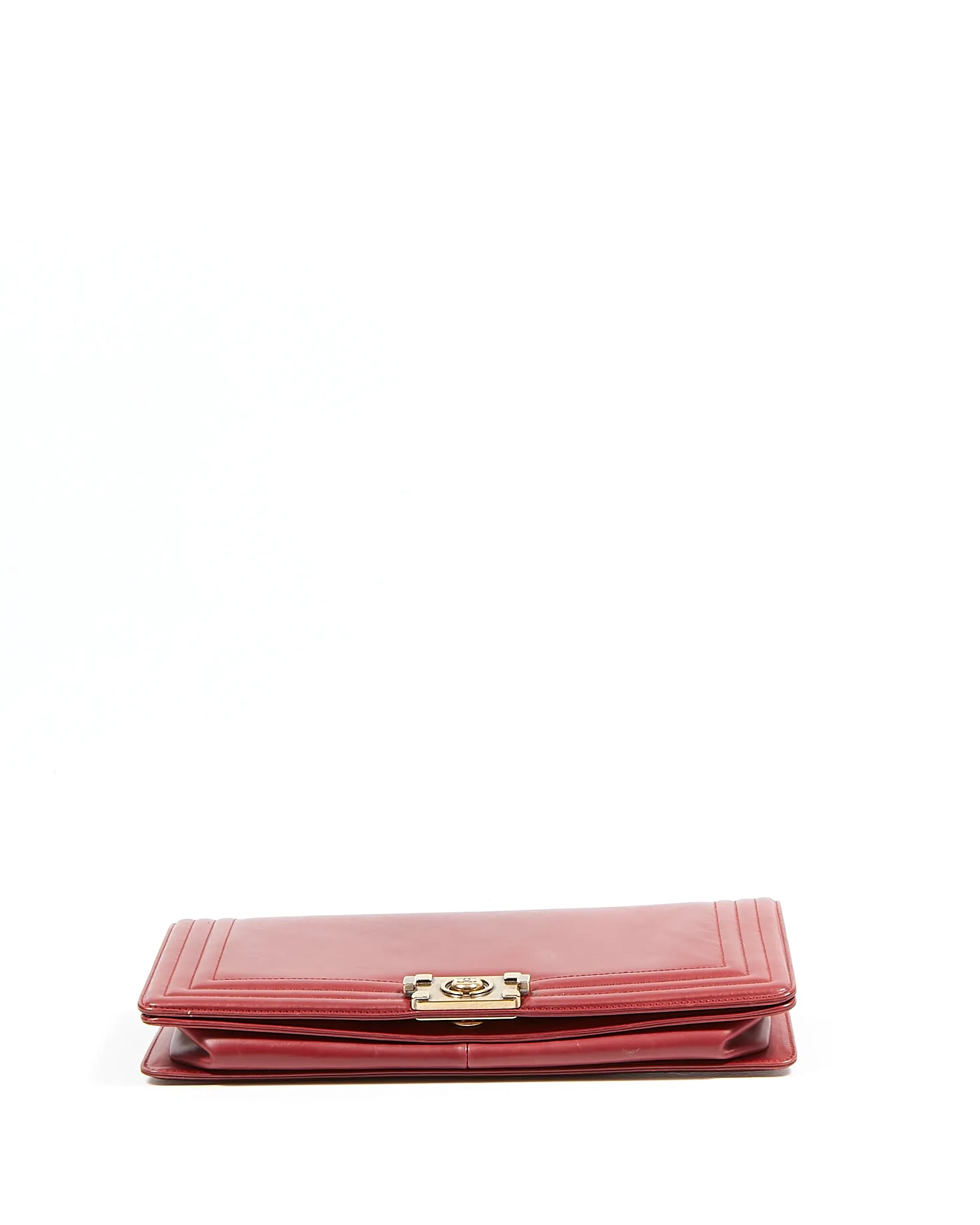 Chanel Wine Red Lambskin Boy Clutch