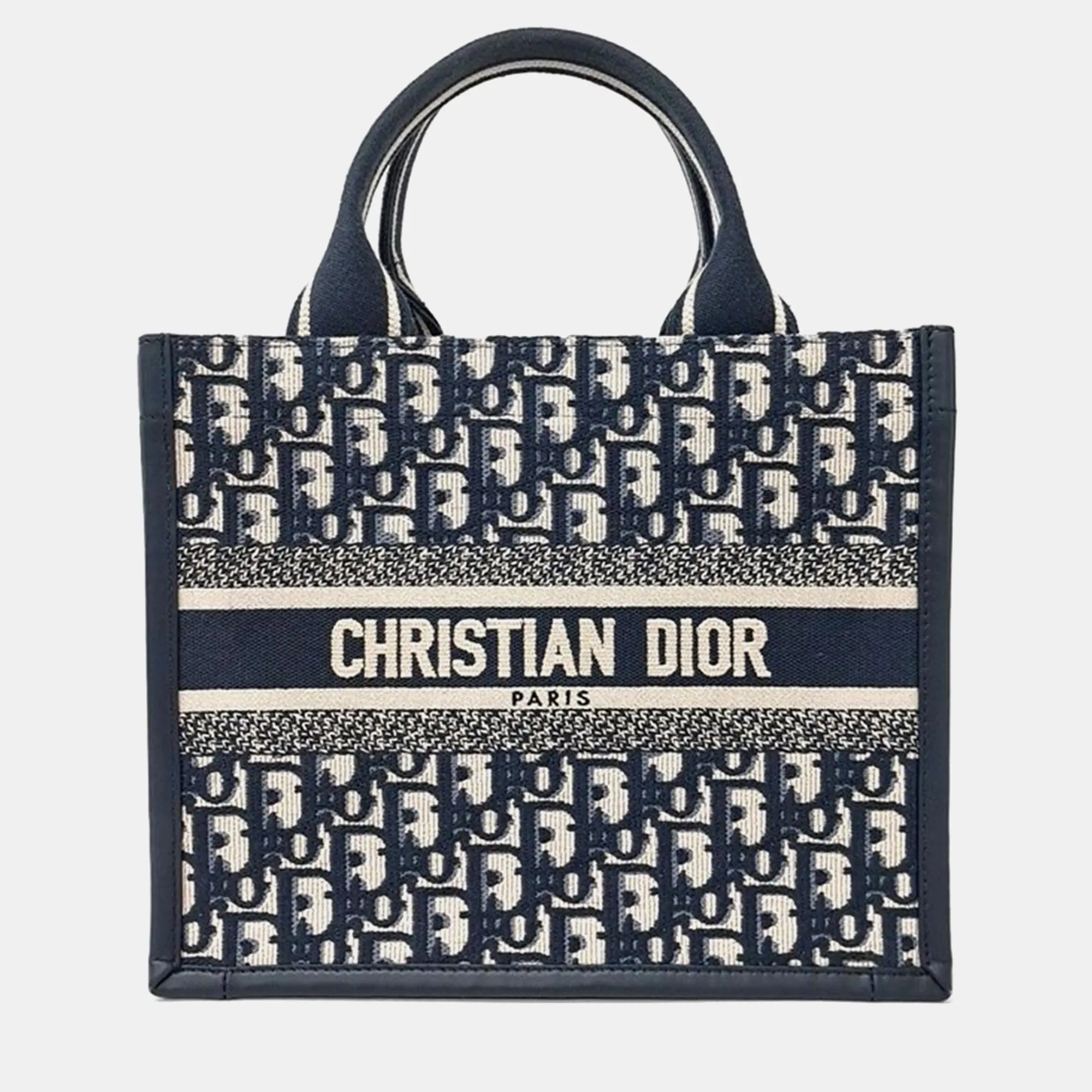 Christian Navy Blue Oblique Book Tote Small Bag