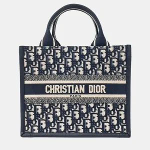 Christian Navy Blue Oblique Book Tote Small Bag