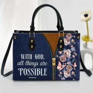 Christianartbag Handbag, With God All Things Are Possible Matthew 19:26, Personalized Gifts, Gifts for Women, Christmas Gift.