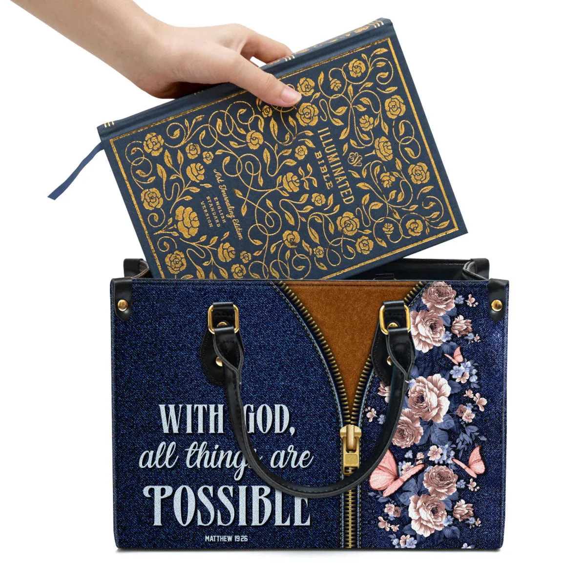 Christianartbag Handbag, With God All Things Are Possible Matthew 19:26, Personalized Gifts, Gifts for Women, Christmas Gift.