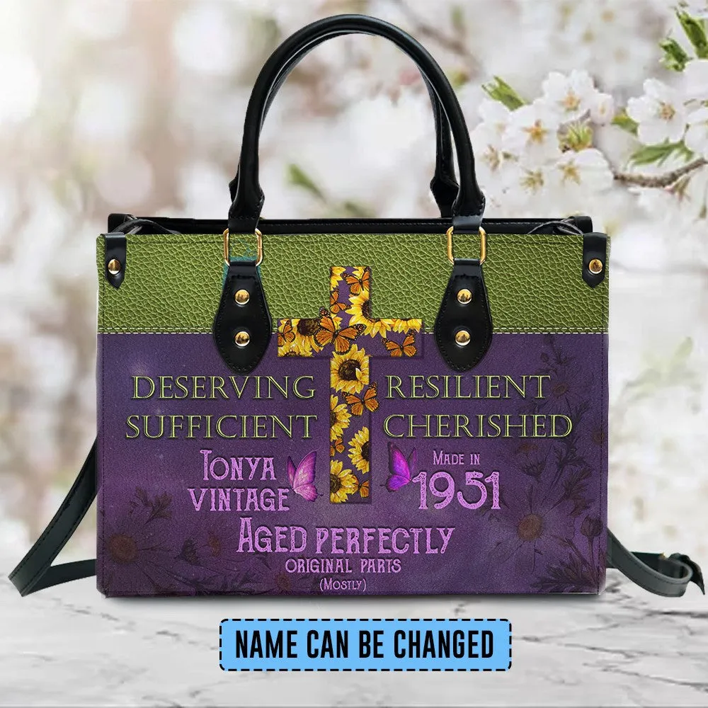 Christianartbag Handbags, Deserving Resilient Sufficient Cherished Leather Handbag, Butterfly Flower Leather Handbag, Design Handbag, Gifts for Women, CABLTB01041123.