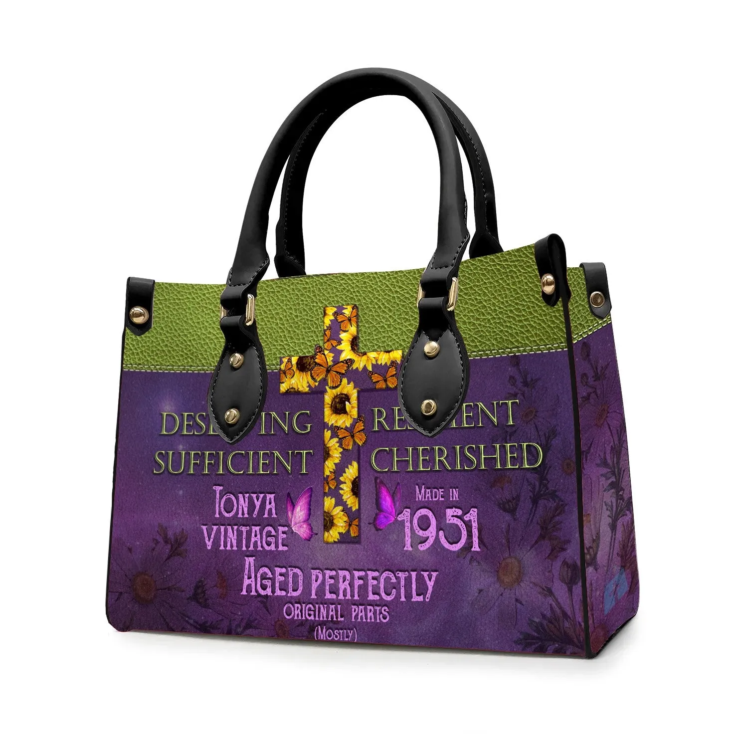 Christianartbag Handbags, Deserving Resilient Sufficient Cherished Leather Handbag, Butterfly Flower Leather Handbag, Design Handbag, Gifts for Women, CABLTB01041123.
