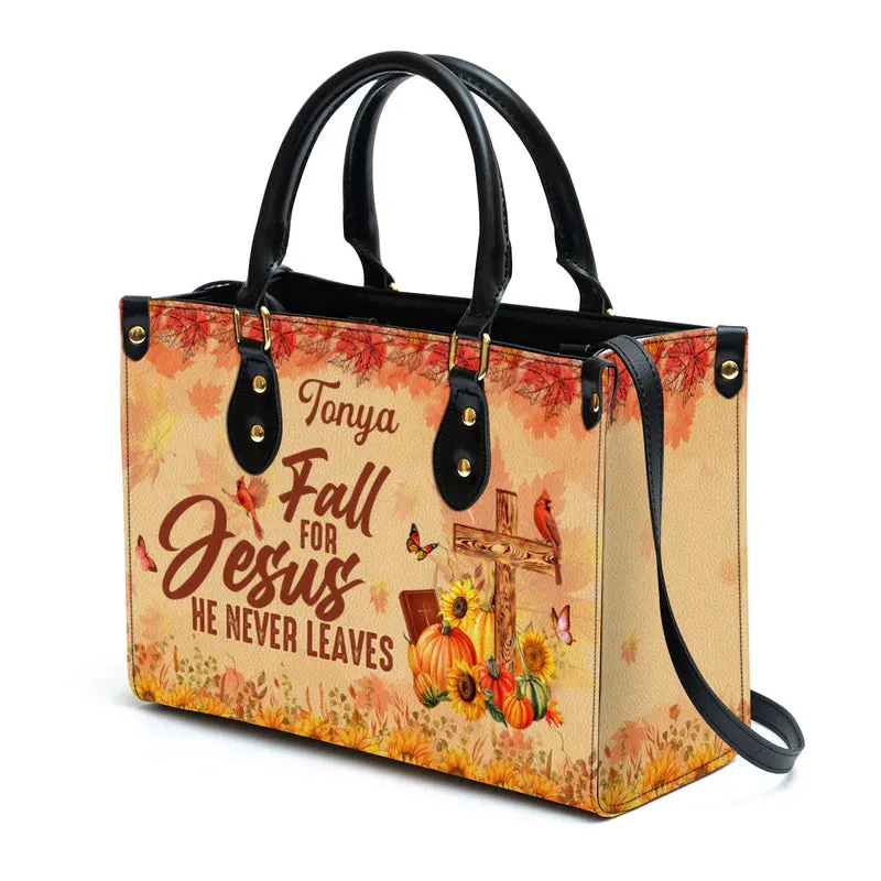 Christianartbag Handbags, Fall For Jesus He Never Leaves Cardinal & Sunflower Leather Bags, Personalized Bags, Gifts for Women, Christmas Gift, CABLTB01300723.