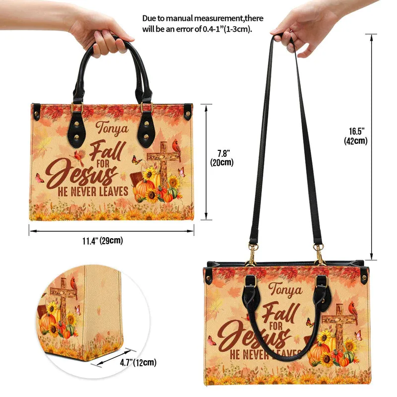 Christianartbag Handbags, Fall For Jesus He Never Leaves Cardinal & Sunflower Leather Bags, Personalized Bags, Gifts for Women, Christmas Gift, CABLTB01300723.