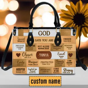 Christianartbag Handbags, God Says I Am Leather Handbag Beige, Personalized Bags, Gifts for Women, Christmas Gift, CABLTB01240923.