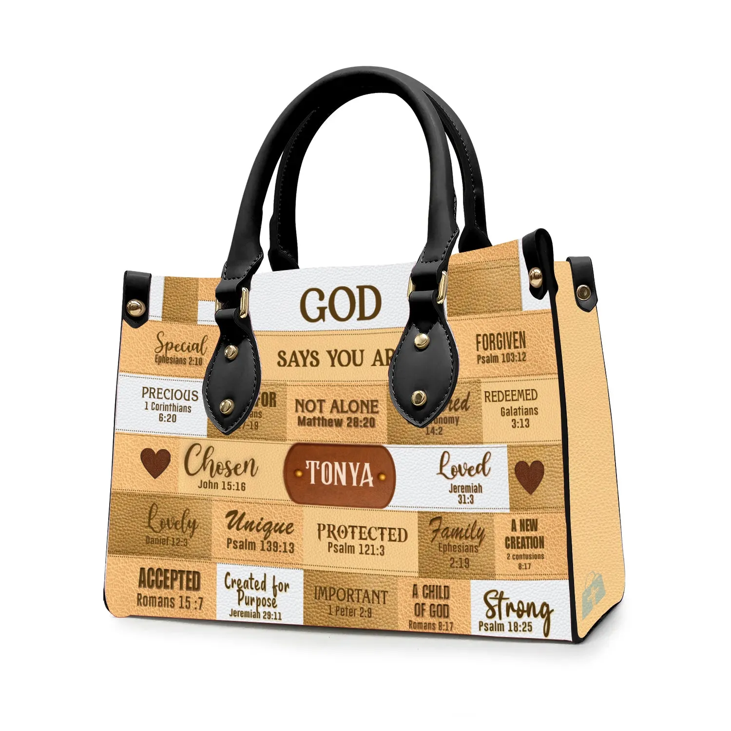 Christianartbag Handbags, God Says I Am Leather Handbag Beige, Personalized Bags, Gifts for Women, Christmas Gift, CABLTB01240923.