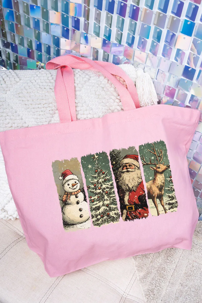 Classic Christmas Time Canvas Jumbo Tote