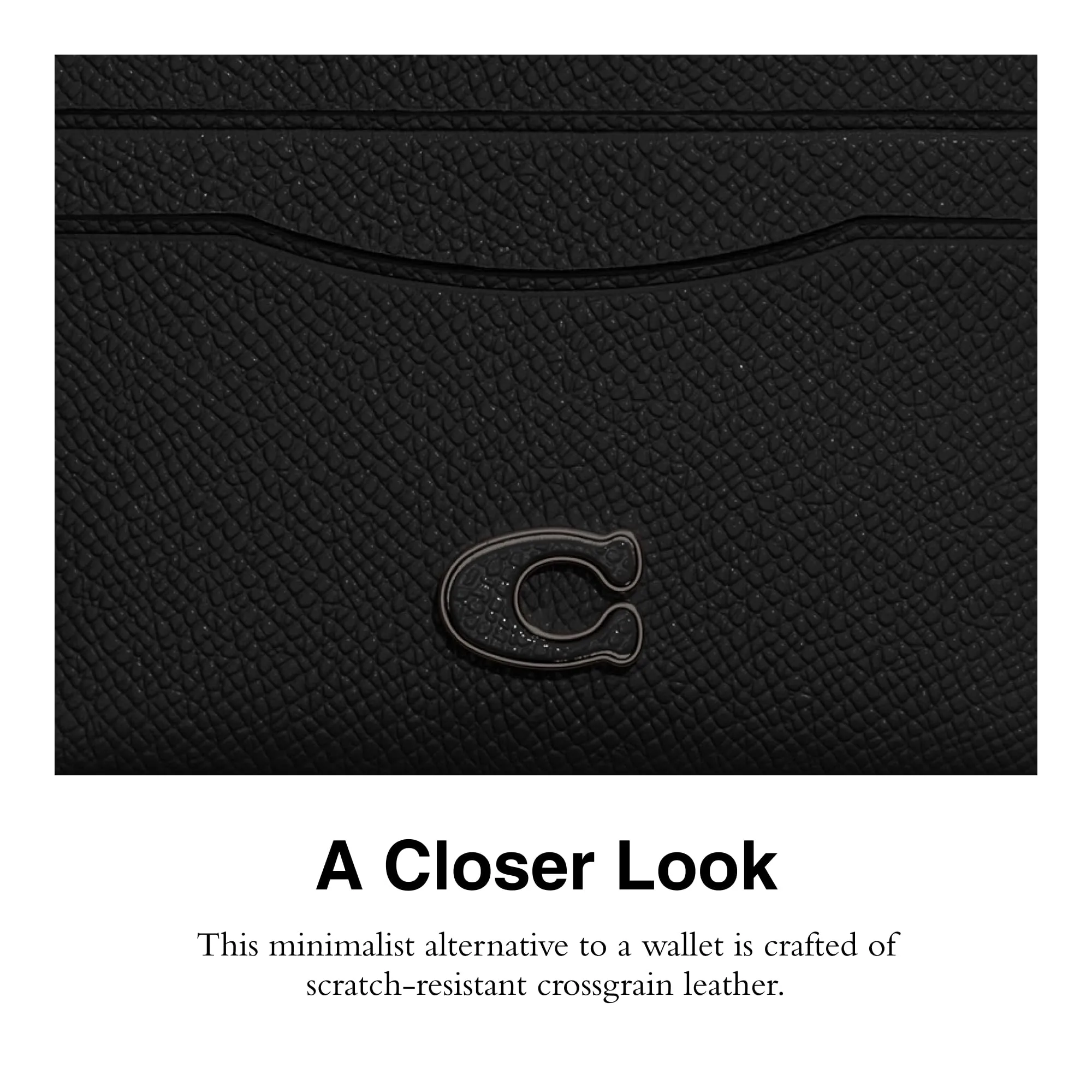Coach Flat Card Case in Crossgrain Leather, Black, One Size