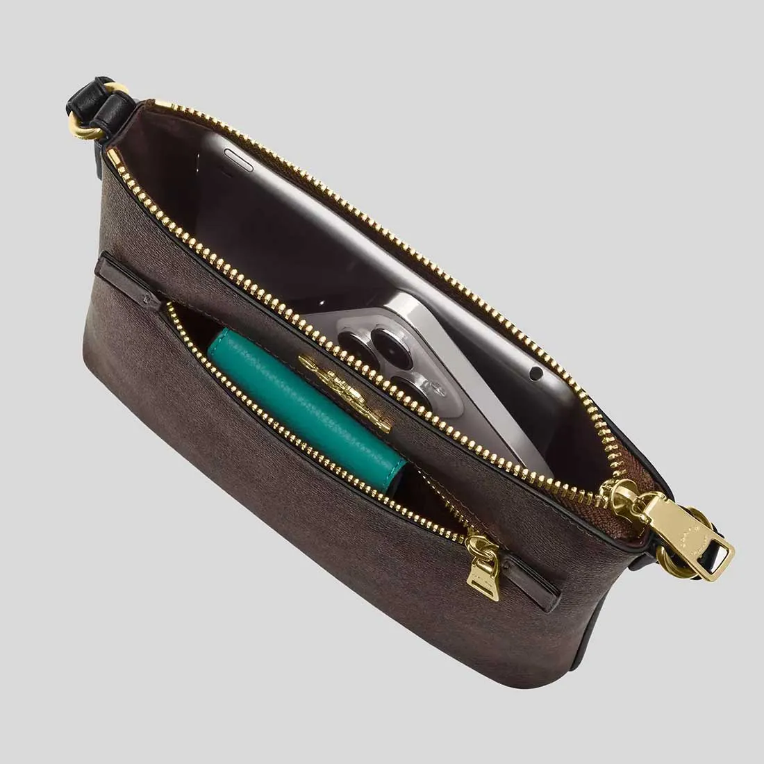 COACH Mini Rowan File Bag In Signature Canvas Light Khaki/Chalk RB-CS182