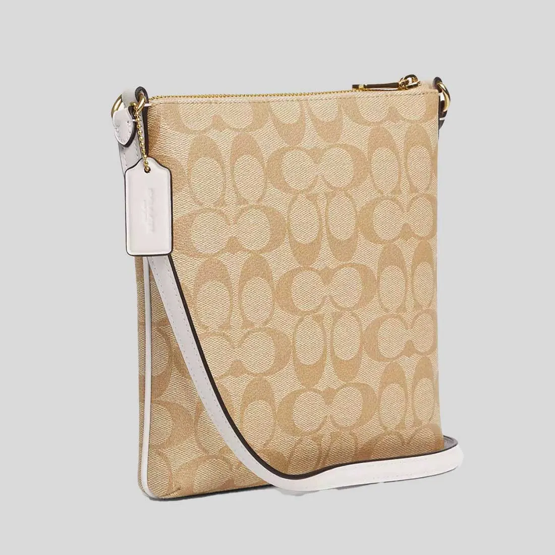 COACH Mini Rowan File Bag In Signature Canvas Light Khaki/Chalk RB-CS182