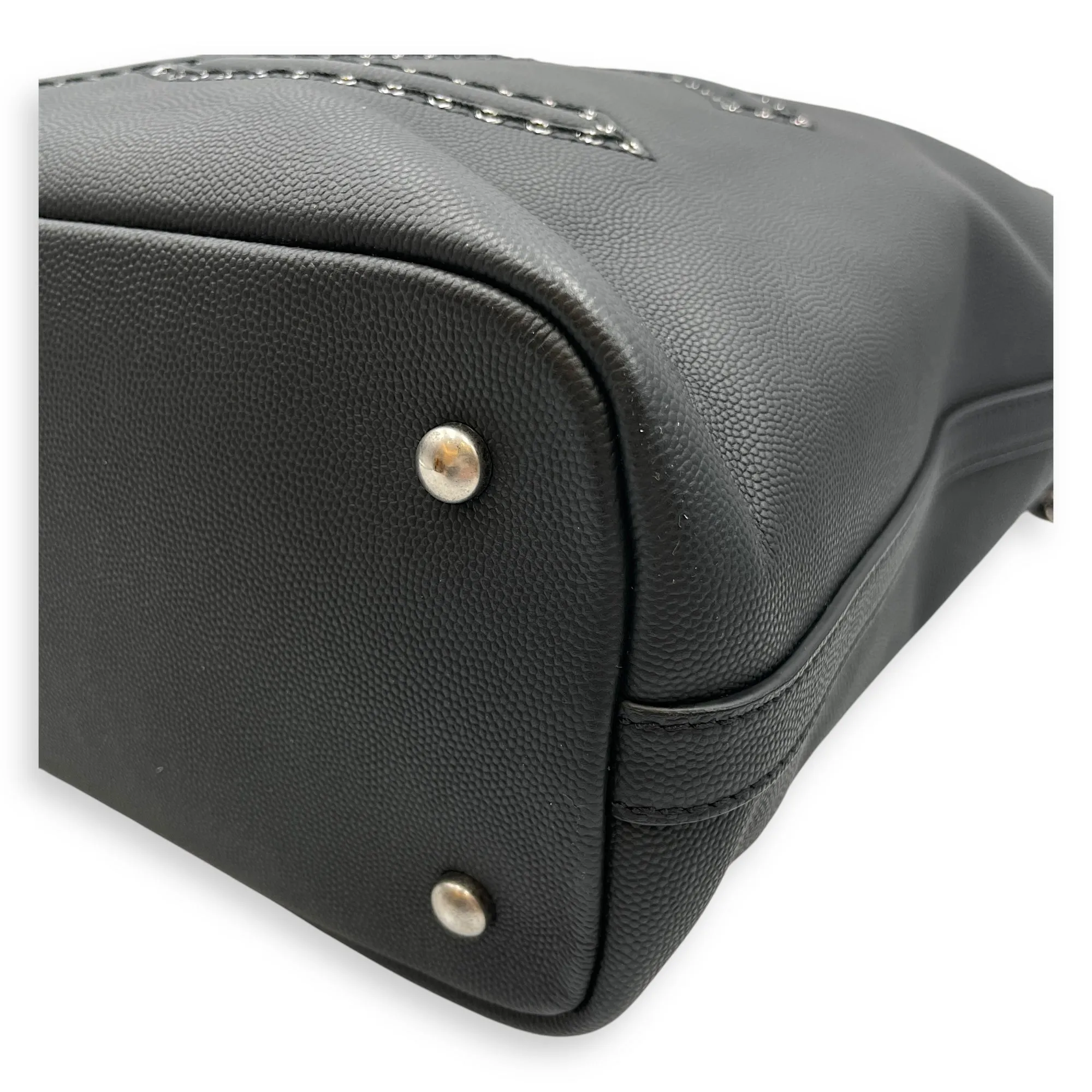 Coco Eyelets Vertical Black Tote Bag in Calfskin, Ruthenium hardware