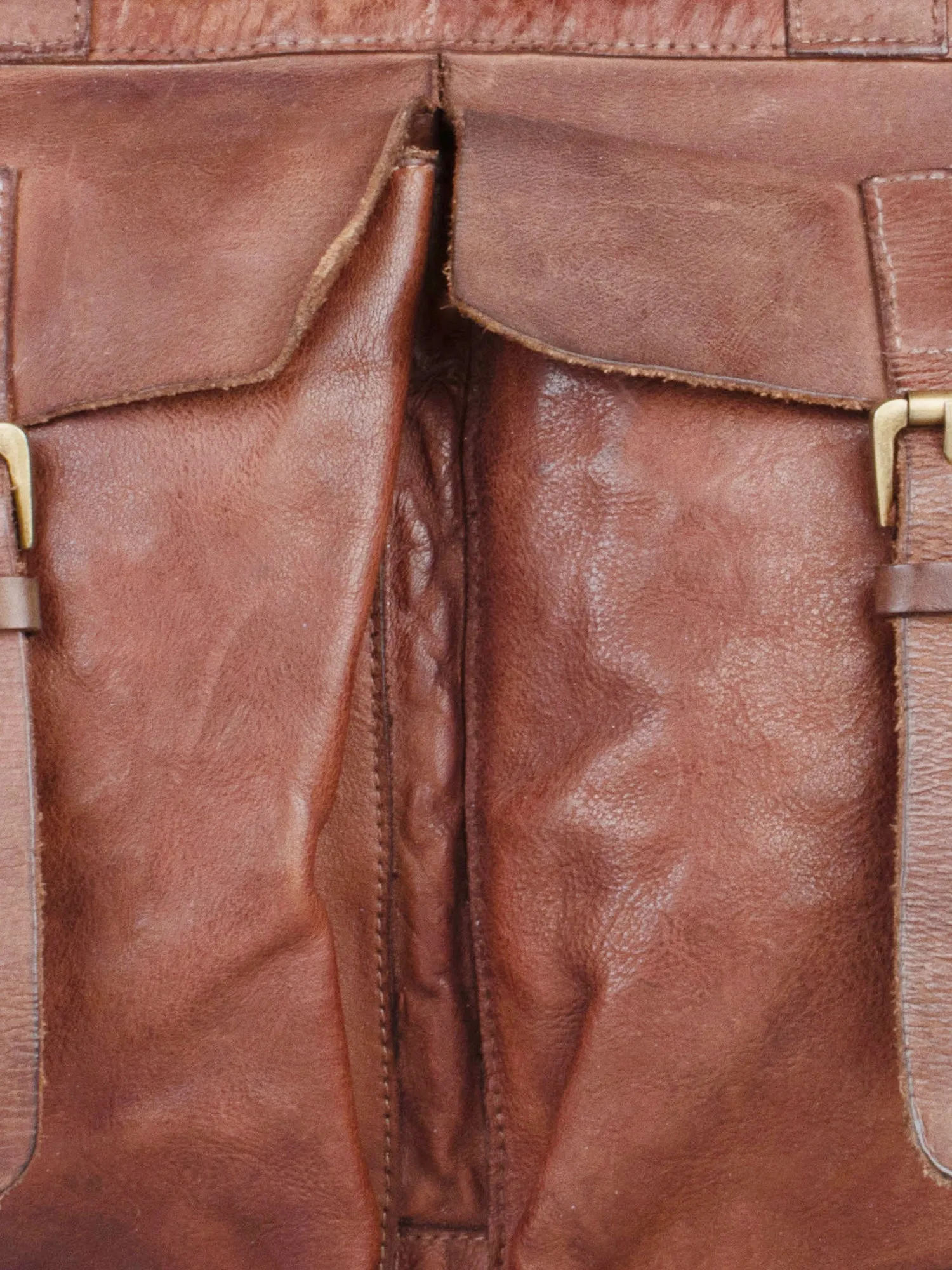 Cognac Leather Laptop Bag With Front Pocket For Men & Women by art n vintage