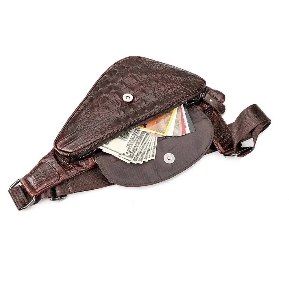 Crocodile Crossbody Bags Fanny Pack Travel Chest Bag