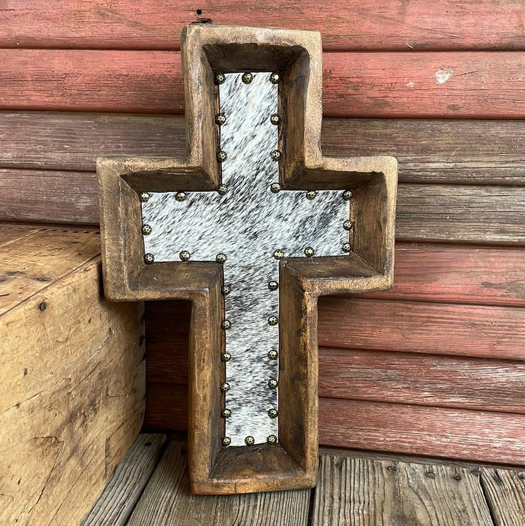 Cross Décor Bowl - w/ Brindle Hide