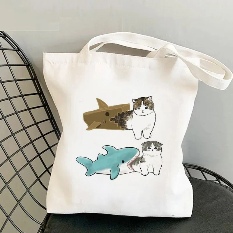 Cute Cat Shark Tote Bag