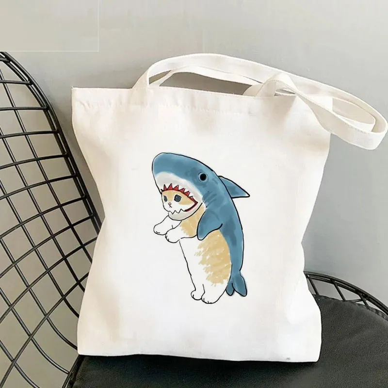Cute Cat Shark Tote Bag
