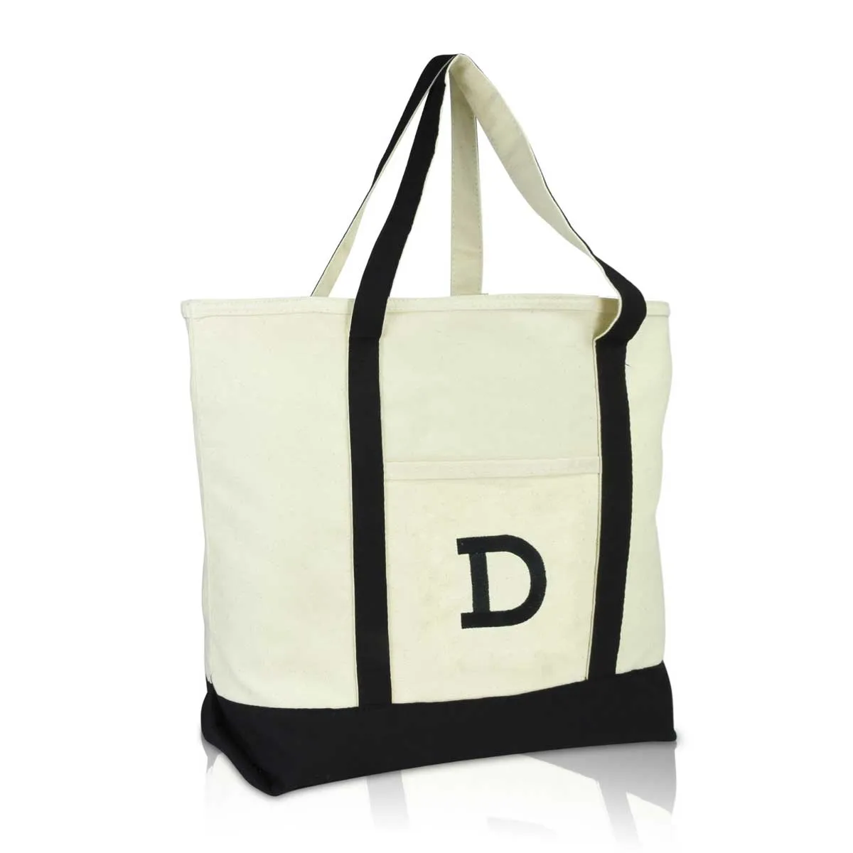 Dalix Initial Tote Bag Personalized Monogram Zippered Top Letter - D