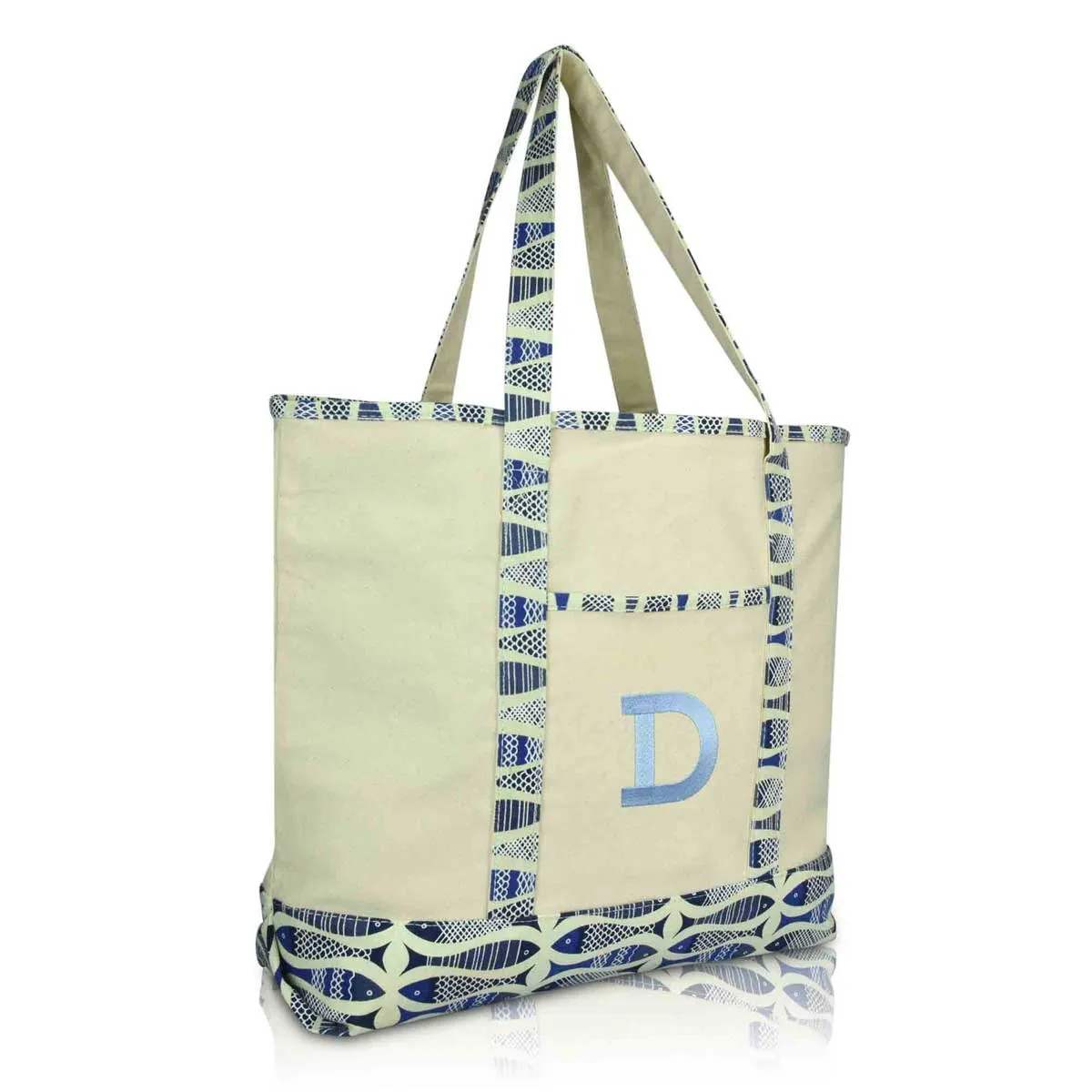 Dalix Initial Tote Bag Personalized Monogram Zippered Top Letter - D