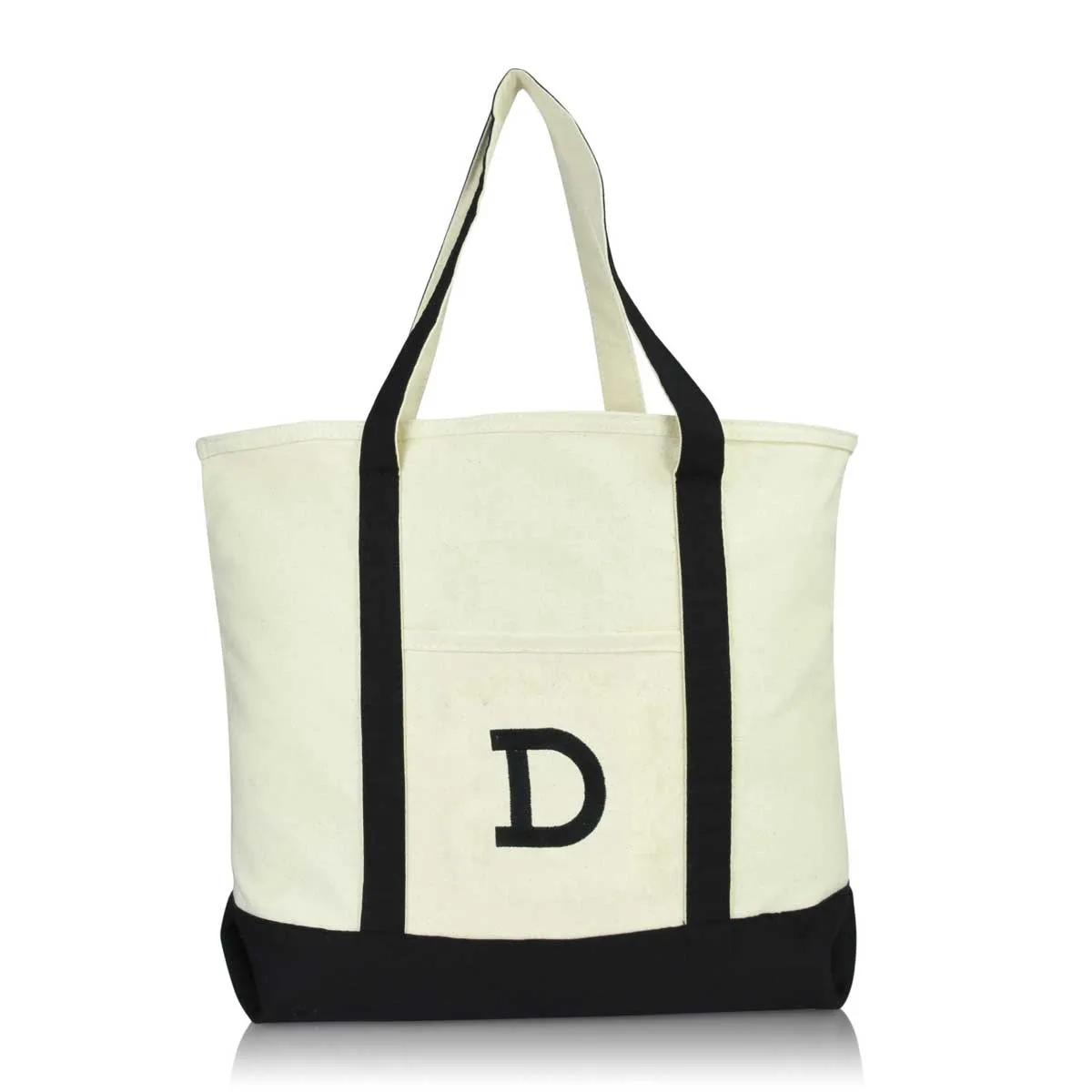 Dalix Initial Tote Bag Personalized Monogram Zippered Top Letter - D