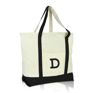 Dalix Initial Tote Bag Personalized Monogram Zippered Top Letter - D