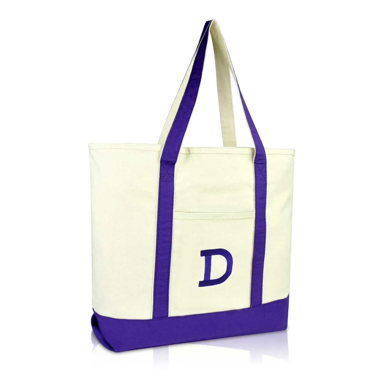 Dalix Initial Tote Bag Personalized Monogram Zippered Top Letter - D