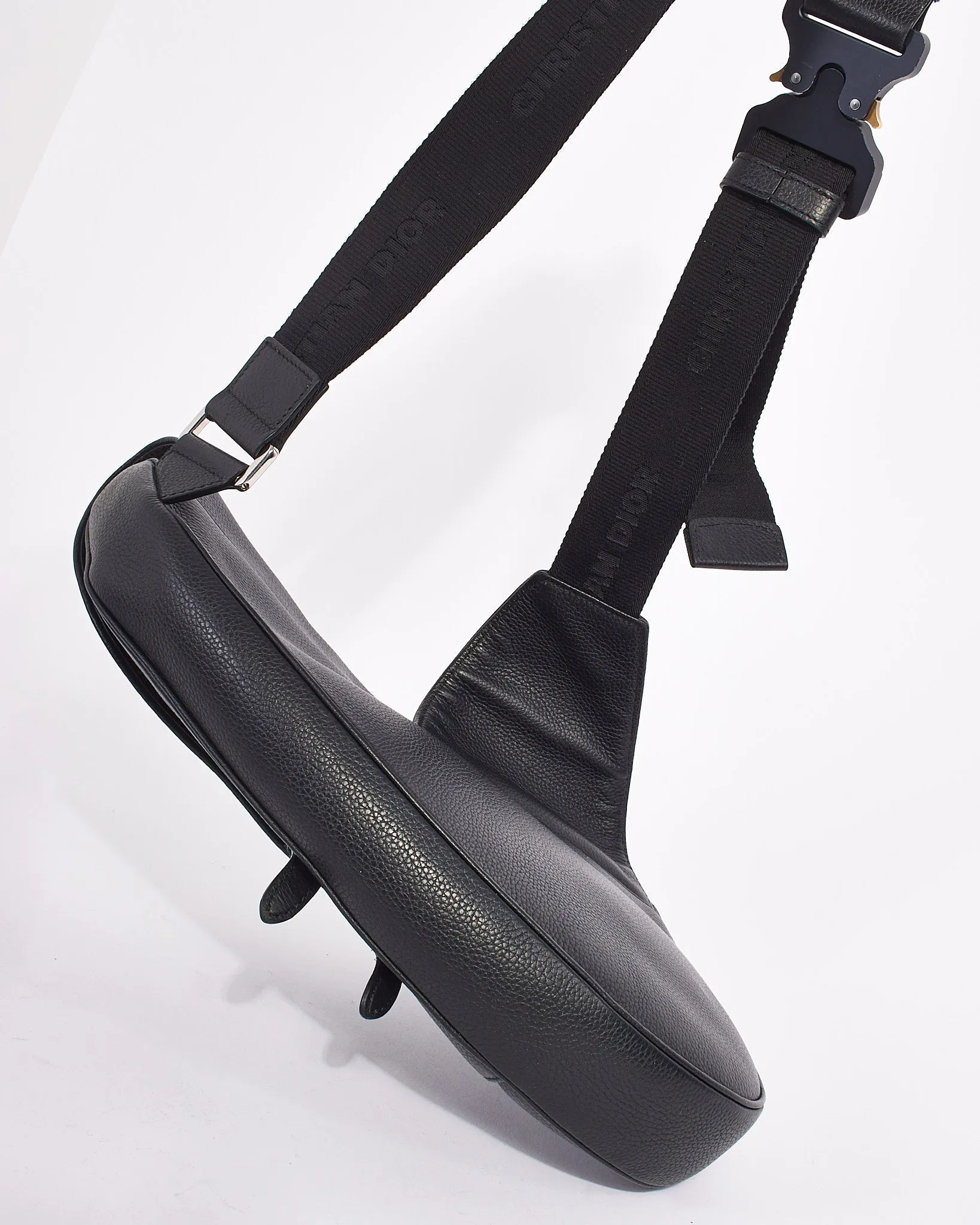Dior Black Leather Large Saddle Bag