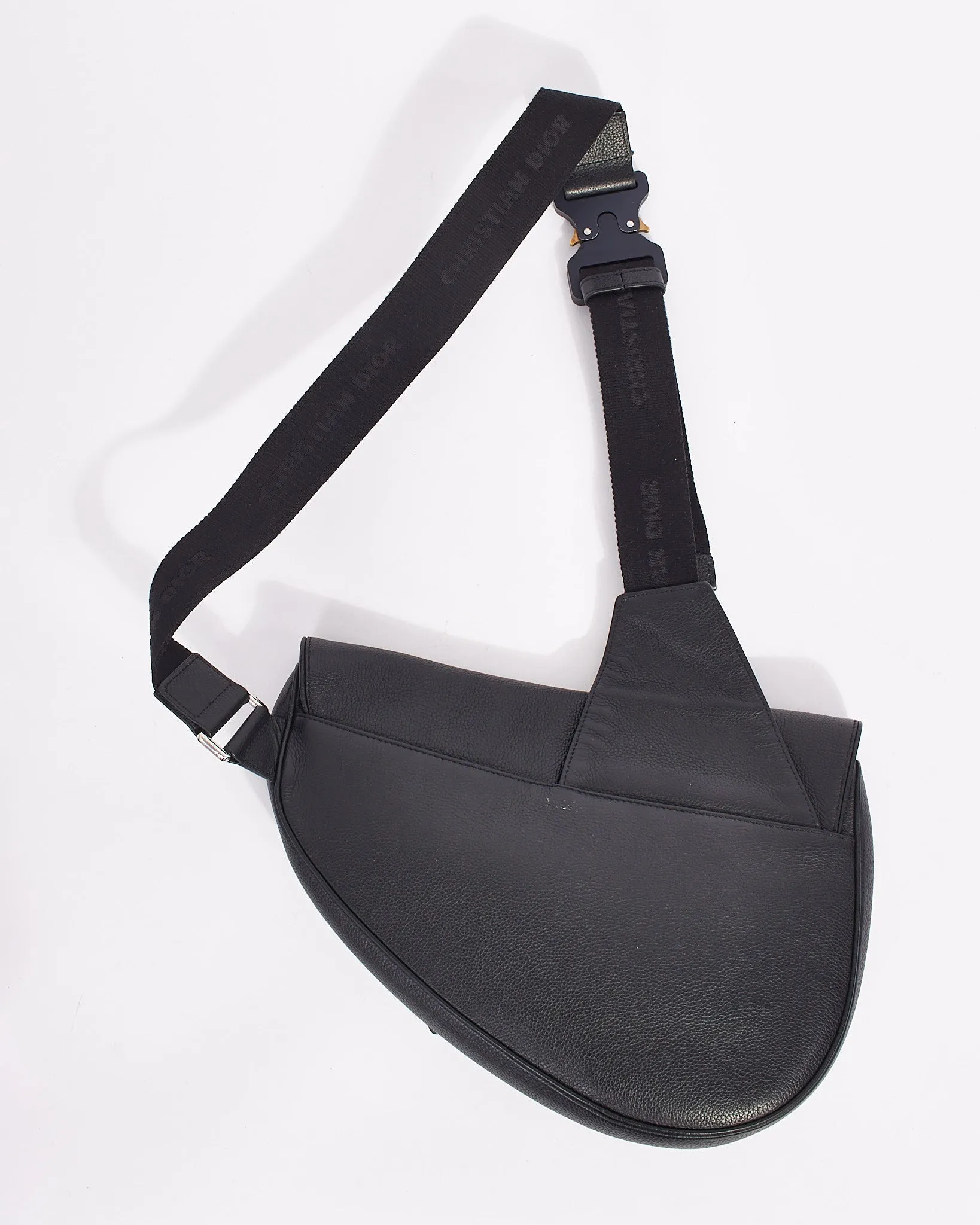 Dior Black Leather Large Saddle Bag