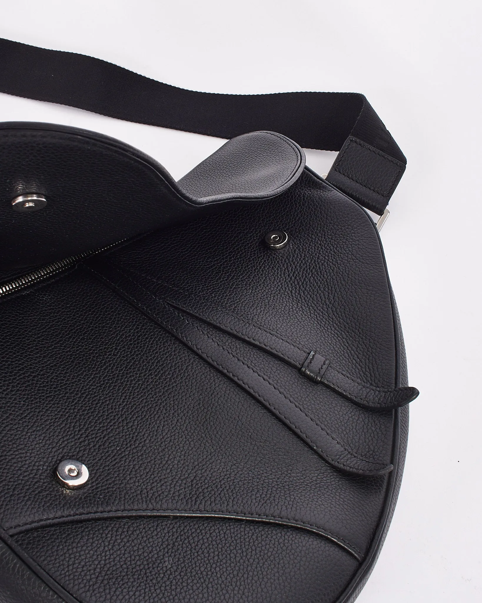 Dior Black Leather Large Saddle Bag