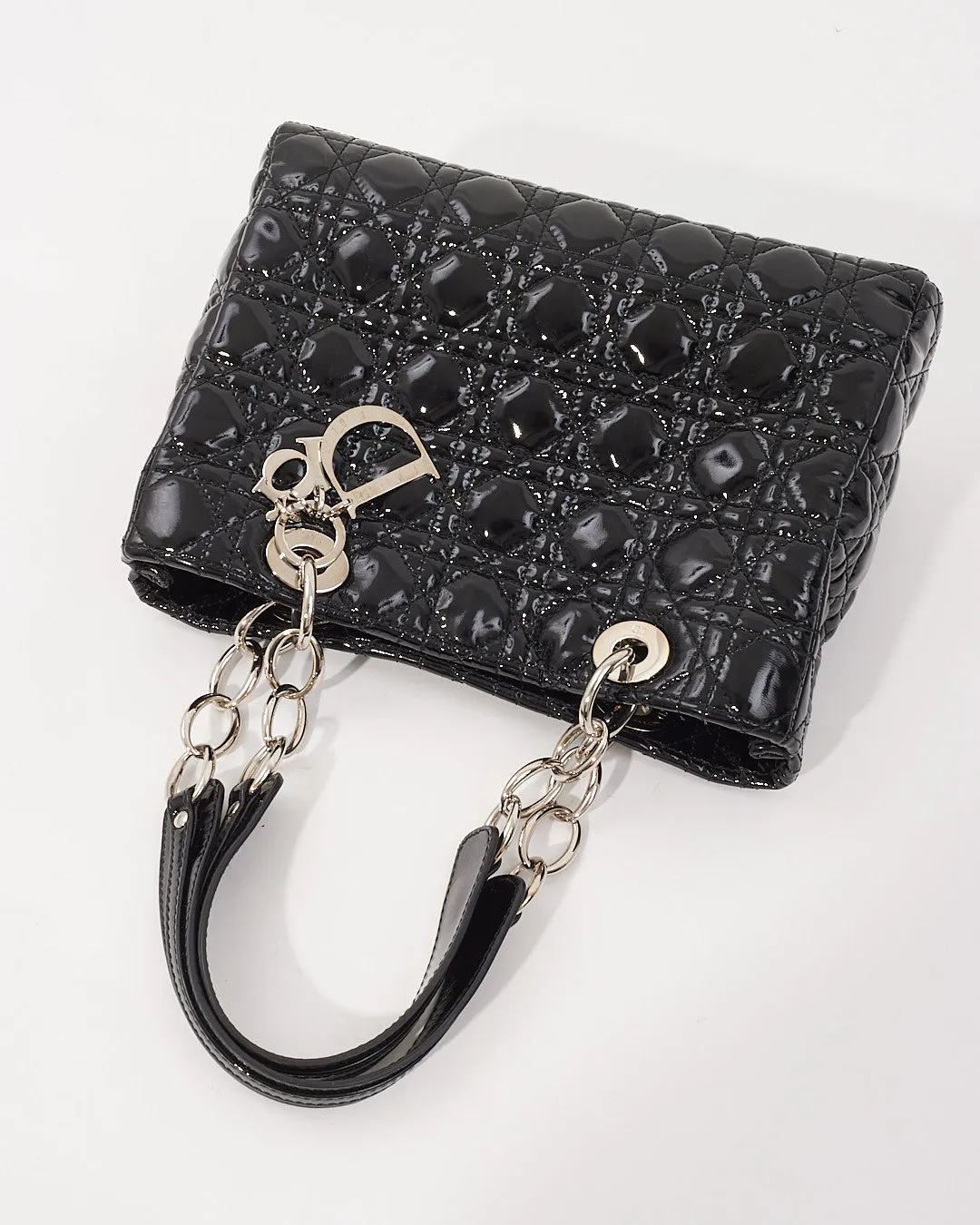 Dior Black Patent Leather Cannage Tote