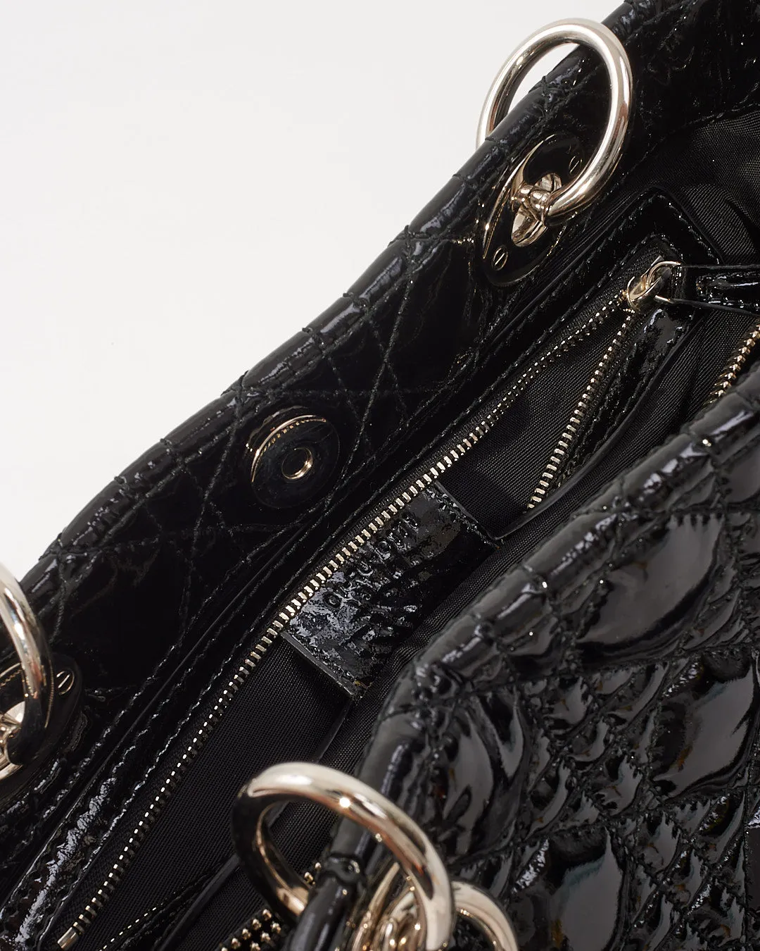 Dior Black Patent Leather Cannage Tote