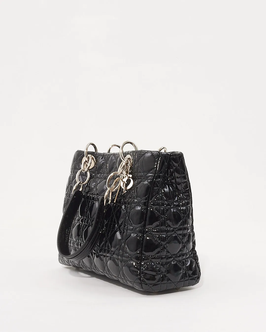 Dior Black Patent Leather Cannage Tote