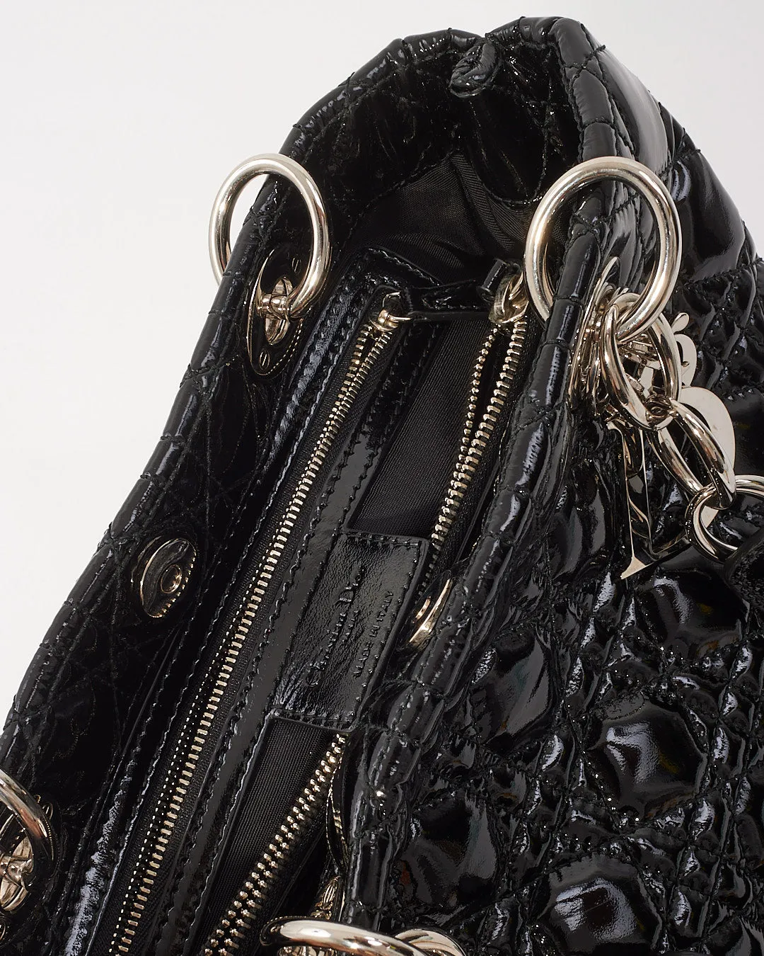 Dior Black Patent Leather Cannage Tote