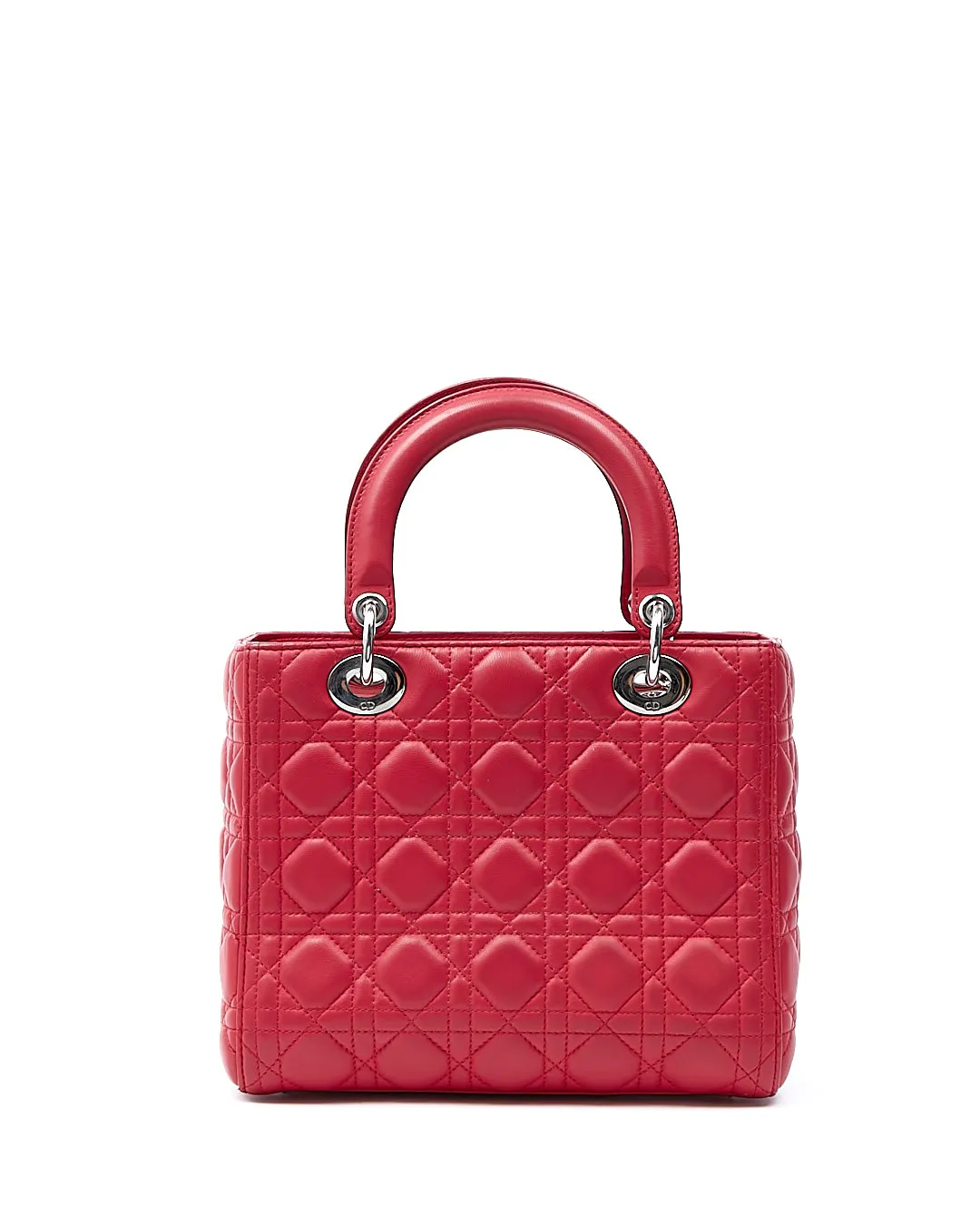 Dior Cherry Red Leather Cannage Medium Lady Dior Bag