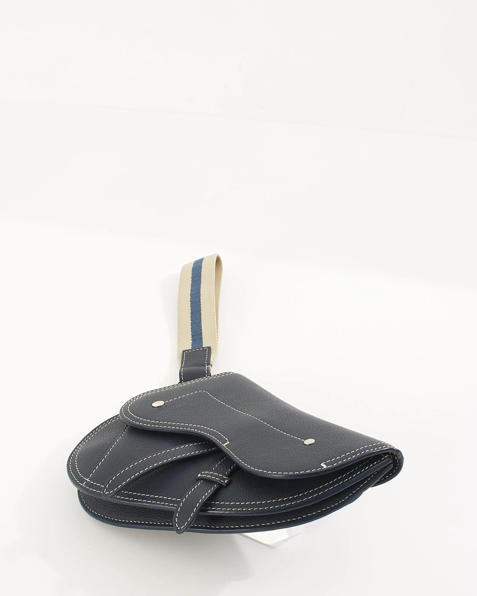 Dior Navy Key Ring Saddle Wristlet