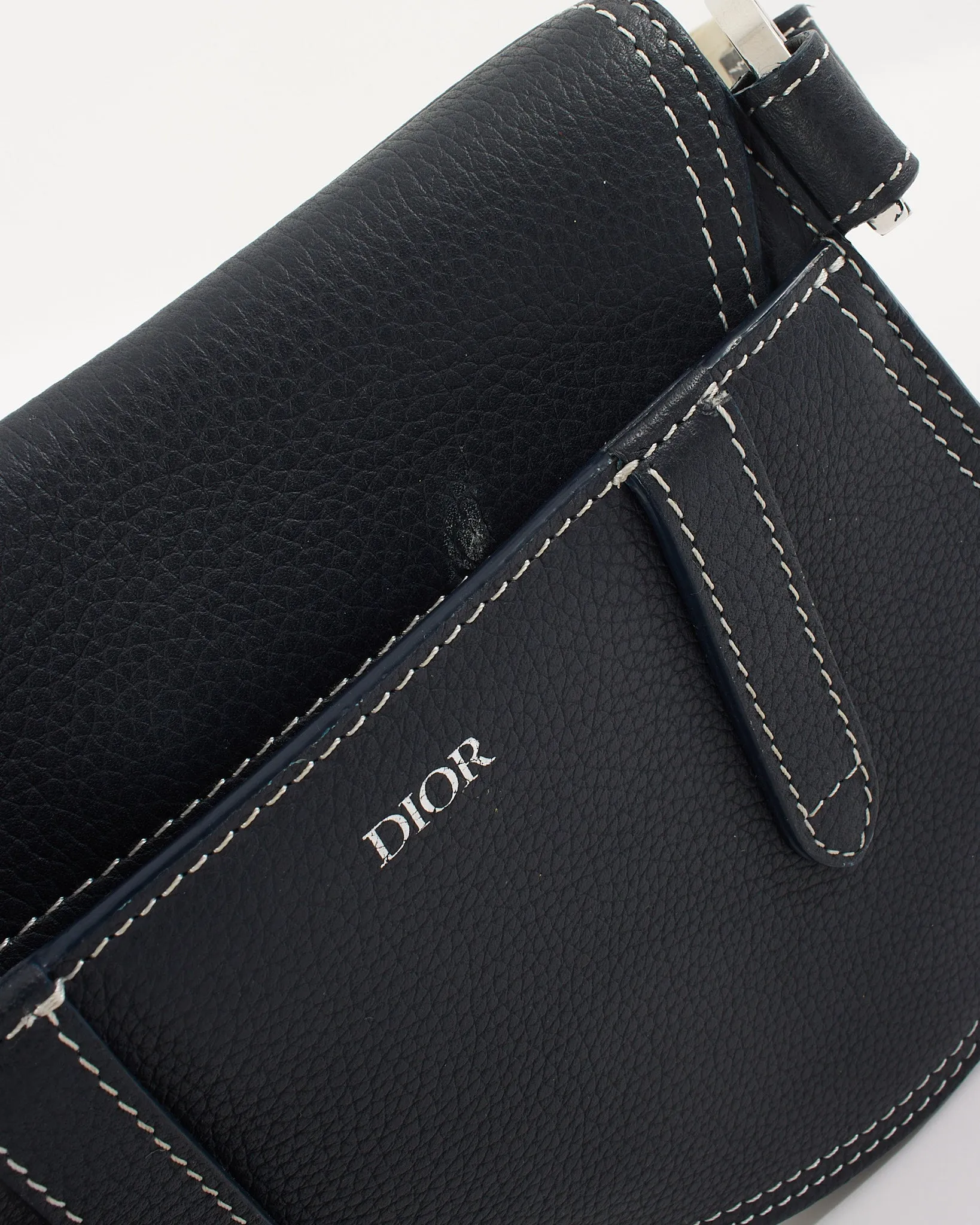 Dior Navy Key Ring Saddle Wristlet