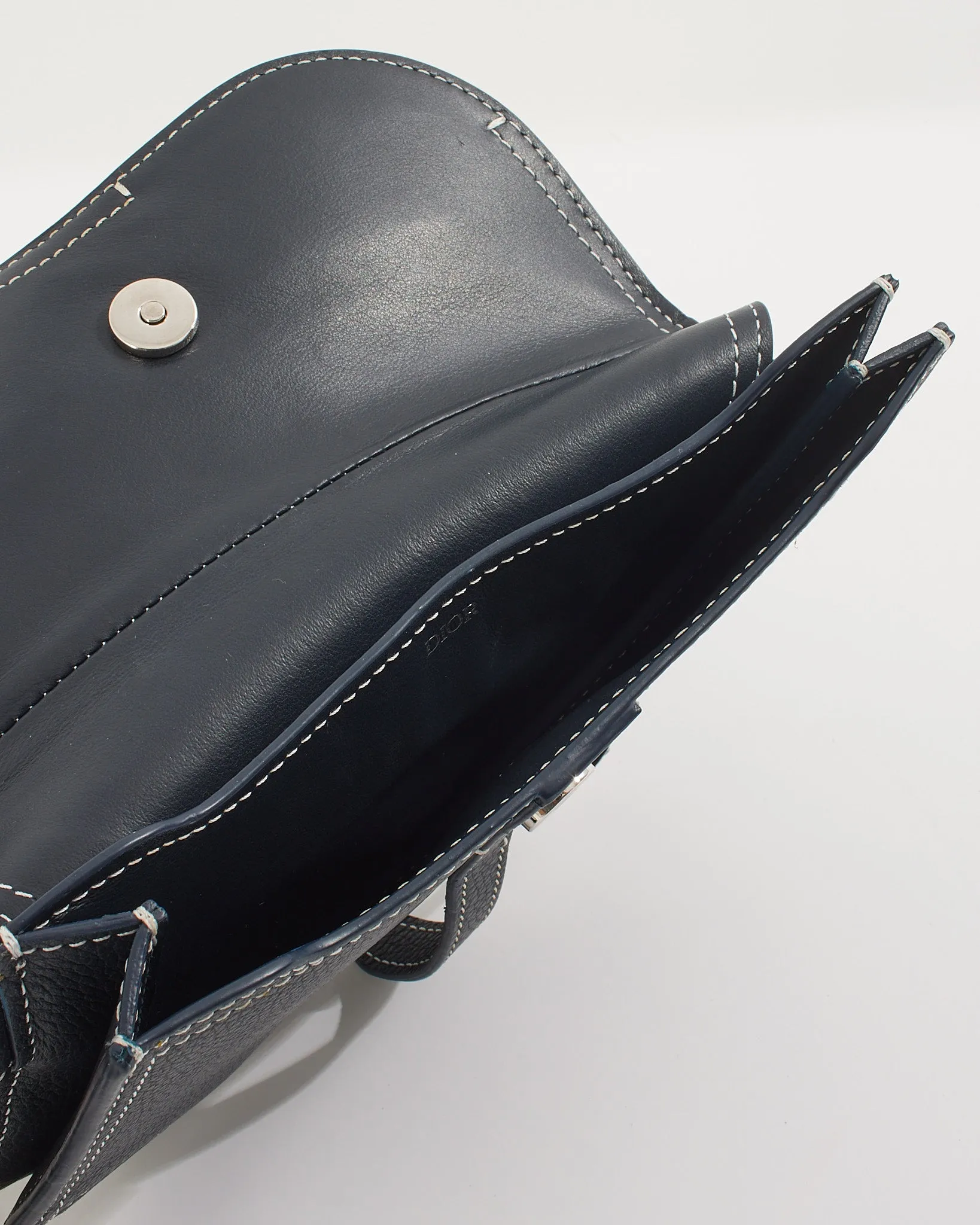 Dior Navy Key Ring Saddle Wristlet